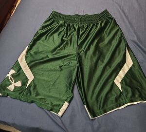 Under Armour Men's Dark Green Athletic Shorts with White Accents